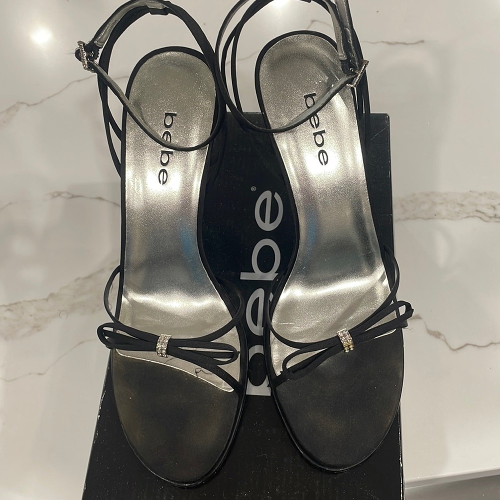 Bebe Black Satin heels